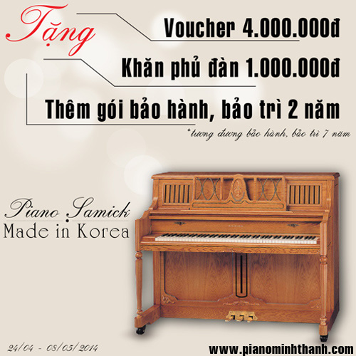 dan piano acoustic samick khuyen mai