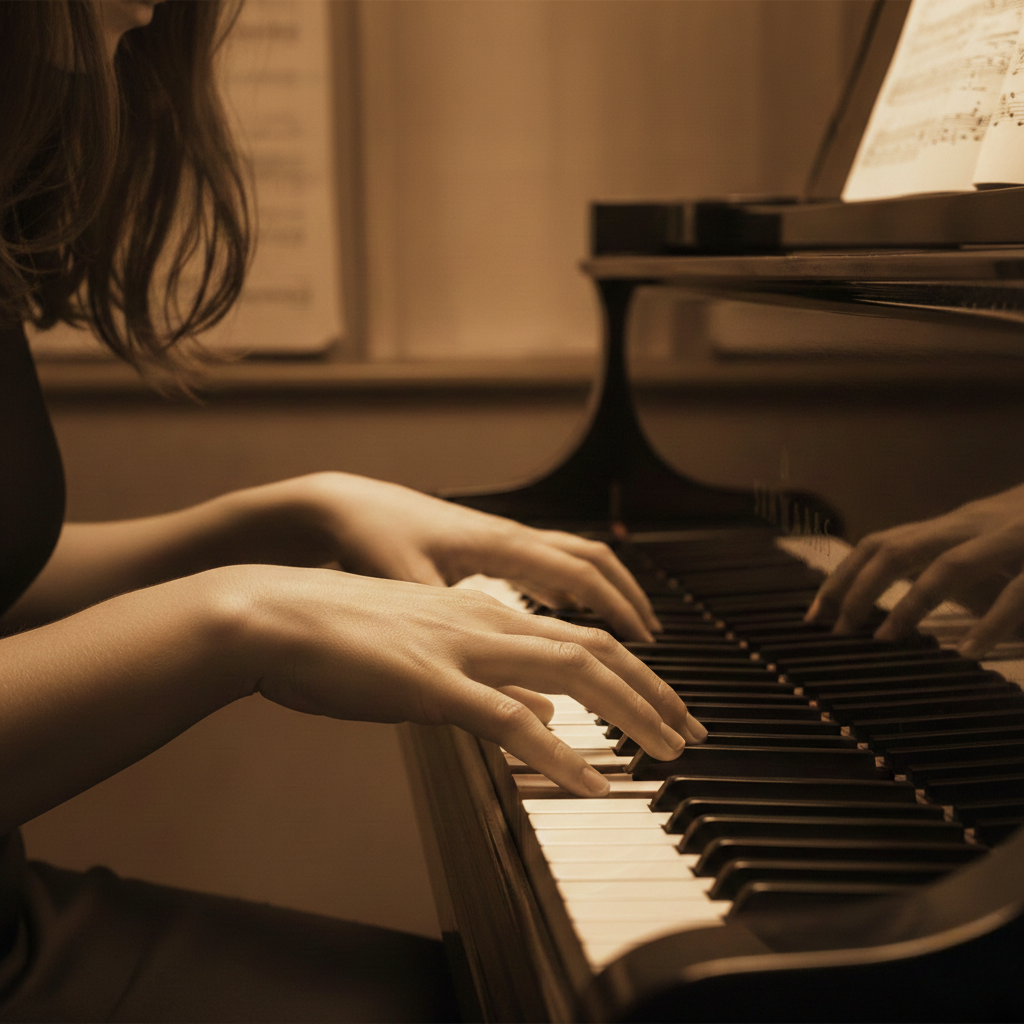 học luyện ngón trên đàn piano điện